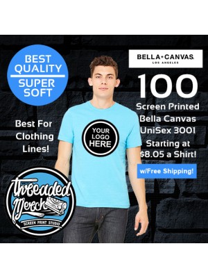 100 Custom Screen Printed Bella+Canvas T Shirt Special 